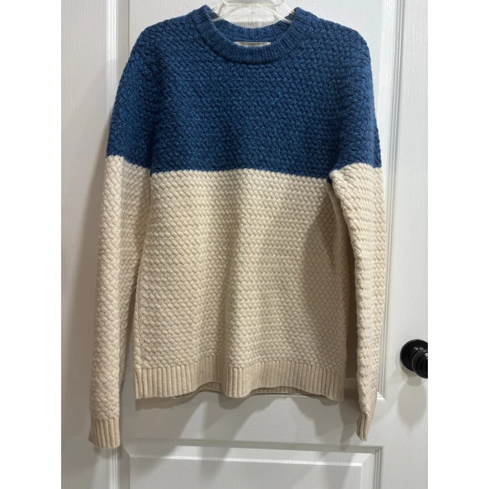 Label of Graded Goods H&M Blue & Tan Colorblock knit Sweater Mens Small